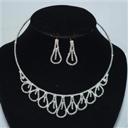 (XL 218   Silver)bride leaves flowers gold silver color necklace earrings occidental style two Rhinestone claw chain set