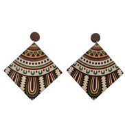 ( Brown) retro earringEarrings exaggerating big earrings medium wind rhombus Earringewelry