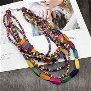 ( 2 Color)  multilayer color long necklace  ethnic style collocationnecklace