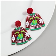 new christmas wind cartoon lovely wind christmas sweater Santa Claus deer day gift earrings Earring