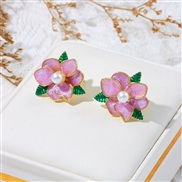 (A153 )sweet small fresh temperament flower earrings candy colors retro wind Earring autumn