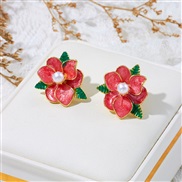 (A1532)sweet small fresh temperament flower earrings candy colors retro wind Earring autumn
