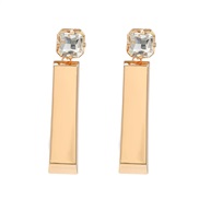 ( Gold)Autumn and Winter Alloy earrings occidental style Earring woman gold square polishing surface Metal earring wind