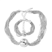 ( Silver)occidental style bracelet necklace set lady multilayer Alloy chain punk wind