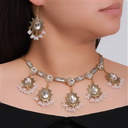 ( white)crystal gem mosaic drop occidental style necklace earrings set bridenecklace set