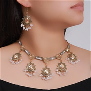 ( champagne)crystal gem mosaic drop occidental style necklace earrings set bridenecklace set