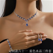(  blue crystal three piece suit)occidental style fashion blue crystal necklace earrings bracelet set blue crystal full