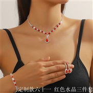 (  red crystal three piece suit)occidental style fashion blue crystal necklace earrings bracelet set blue crystal fully