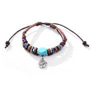 ( Bracelet)occidental style classic style necklace blue turquoise rope retro Metal flowers fashion brief