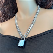 ( Silver   necklace)punk aluminum chain pendant  Rock necklace key long necklace