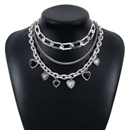 ( White K) enamel love multilayer necklace  samll woman chain