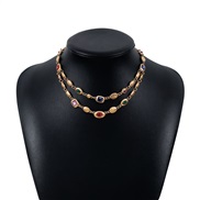 ( alluvial gold) medium trend ethnic style diamond Double layer necklace  woman chain