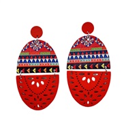 ( red) occidental style retro exaggerating long earrings print hollow Earring newearrings
