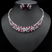 ( red)occidental styleins luxurious temperament brief shine high-end zircon bride necklace earrings set