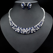 ( blue)occidental styleins luxurious temperament brief shine high-end zircon bride necklace earrings set