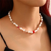 (NZ3 17baihong) occidental style pendant necklace set Pearl beads trend collocation woman necklace