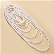 ( white)Autumn and Winter multilayer imitate Pearl necklace four lady banquet occidental stylenecklace