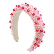 ( Pink) occidental style Headband woman width imitate Pearl color Headband