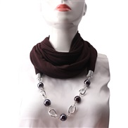 ( brown)ethnic style ornament pure color Round ceramic gem necklacel travel scarves