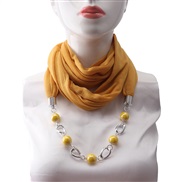 (yellow )ethnic style ornament pure color Round ceramic gem necklacel travel scarves