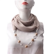 (Ligh )ethnic style ornament pure color Round ceramic gem necklacel travel scarves