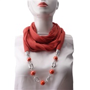 (red )ethnic style ornament pure color Round ceramic gem necklacel travel scarves