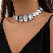 ( 6  White K 6138)occidental style  fully-jewelled clavicle necklace woman  samll all-Purpose chain