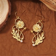 ( Gold) palace wind wind flowers temperament all-Purpose earrings woman