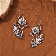 ( Silver) palace wind wind flowers temperament all-Purpose earrings woman