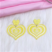 ( yellowlove ) heart-shaped earrings ear stud sweet print Acrylic samll earring Earring lady