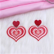 ( redlove ) heart-shaped earrings ear stud sweet print Acrylic samll earring Earring lady