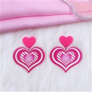 ( rose Redlove ) heart-shaped earrings ear stud sweet print Acrylic samll earring Earring lady