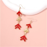 ( red) Alloy head long style all-Purpose temperament ear stud earrings Earring woman