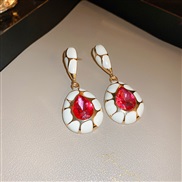 ( Silver needle  pink white  water drop)retro color enamel diamond drop silver earrings fashion samll temperament high 