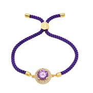 (purple)occidental style brief fashion embed color zircon bracelet samll retro high ropebrm