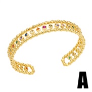 (A)occidental style fashion bamboo bangle samll embed color zircon high opening bangle womanbrm