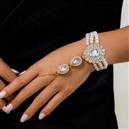 ( Bracelet  Gold+ transparent 2322)occidental style  fashion imitate Pearl diamond gem necklace  retro wind beads chain