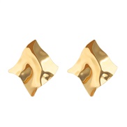 (gold  K 1566) titanium steel geometry earringsins wind occidental style retro surface Irregular earrings medium Earring