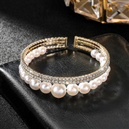 (Pearl 3)multilayer diamond Pearl bracelet wedding fully-jewelled Pearl bangle woman