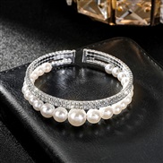 (Pearl 4)multilayer diamond Pearl bracelet wedding fully-jewelled Pearl bangle woman