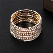 (7 Gold) fully-jewelled elasticity bangle more row diamond gold silver claw chain multilayer Rhinestone bracelet