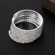 (7 Silver) fully-jewelled elasticity bangle more row diamond gold silver claw chain multilayer Rhinestone bracelet