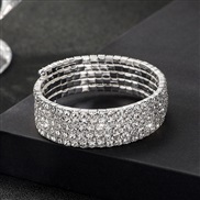 (5 Silver) fully-jewelled elasticity bangle more row diamond gold silver claw chain multilayer Rhinestone bracelet