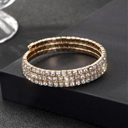 (3 Gold) fully-jewelled elasticity bangle more row diamond gold silver claw chain multilayer Rhinestone bracelet