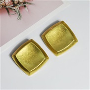 ( Gold )Autumn and WinterRose tree bronze square hollow Ear clip retro exaggerating earrings samll ear stud