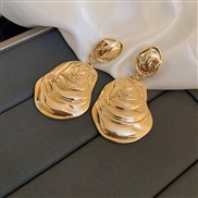 ( Silver needle  Gold Ellipse)high Metal Stripe Oval silver earrings occidental style personality exaggerating temperam