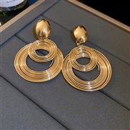 ( Silver needle  Gold)exaggerating Metal big samll multilayer circle silver earrings occidental style personality high 