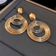 ( Silver needle gold  Silver)exaggerating Metal big samll multilayer circle silver earrings occidental style personalit