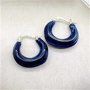 ( Navy blue) occidental style earrings brief enamel three-dimensional earrings earring gift circle