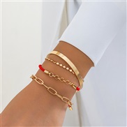 ( 2  Gold4 4753)occidental style  Metal wind mash up chain all-Purpose bangle  geometry love fashion bracelet